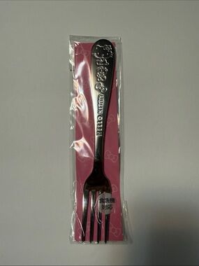 Hello Kitty Silver Dessert Fork with Pink Backing